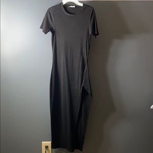 Long Black Dress W/ Leg Slit